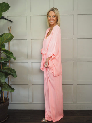 Hollywood Cami Vest, Trouser and Cardigan Set, Tall - Black, Coral, Stone