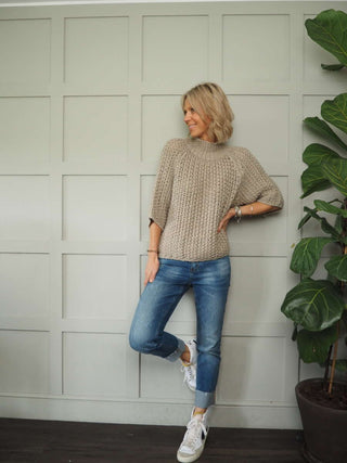 Kaka Turtle Neck Chunky Knit Jumper - Black and Mole