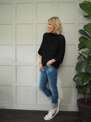 Kaka Turtle Neck Chunky Knit Jumper - Black and Mole