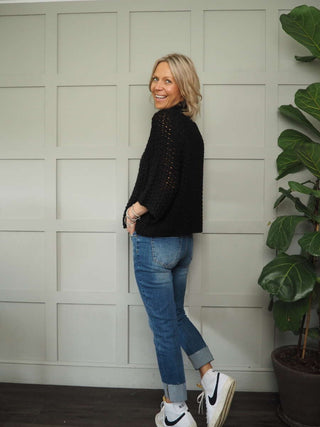 Kaka Turtle Neck Chunky Knit Jumper - Black and Mole