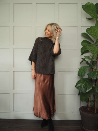 Kaka Turtle Neck Chunky Knit Jumper - Black and Mole