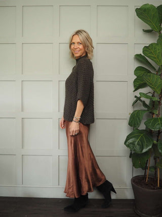 Kaka Turtle Neck Chunky Knit Jumper - Black and Mole