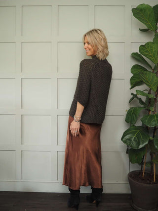 Kaka Turtle Neck Chunky Knit Jumper - Black and Mole