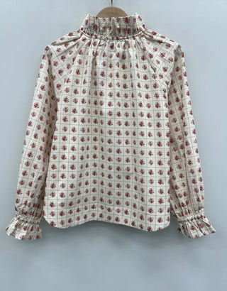 Battersea Blouse with Bow - Burgundy/Off White