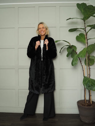 Bycalino Faux Fur Coat with Popper Fastening by BYoung - Black