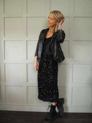 Mooch Sequin Skirt - Black, Gold, Green, Raspberry, Silver