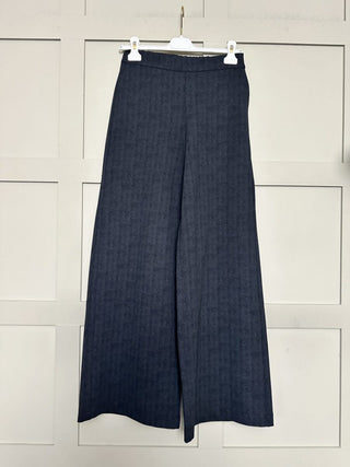 Bambino Herringbone Wide Leg Stretch Trousers by Humility- Charcoal Grey