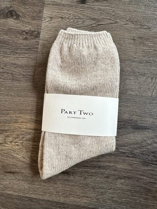 Dorin Wool and Cashmere Mix Socks by Part Two - Grey, Grey/Ecru Stripe, Oatmeal, Oatmeal/Red Stripe
