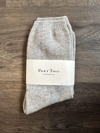 Dorin Wool and Cashmere Mix Socks by Part Two - Grey, Grey/Ecru Stripe, Oatmeal, Oatmeal/Red Stripe