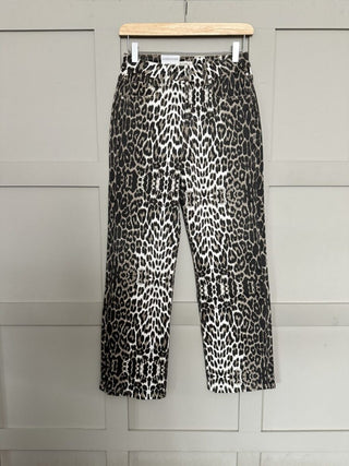 Auberville Leopard Print Jeans - Black/Camel/Off White