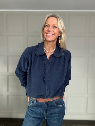 Bardown Needlecord Blouse with Peter Pan Collar - 5 Colours
