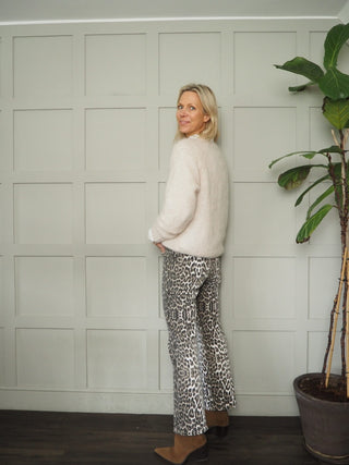 Auberville Leopard Print Jeans - Black/Camel/Off White