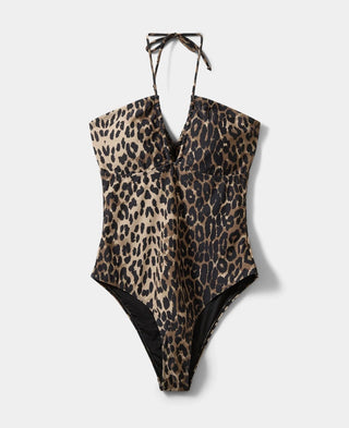 Chelle Swimsuit - Black/Camel Leopard Print