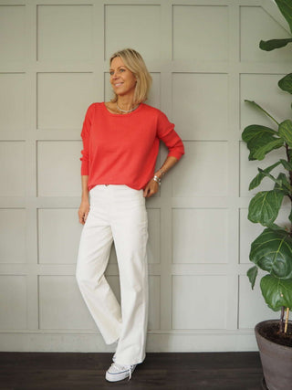 Rella Corduroy Straight Leg Trousers by Soaked - Ecru, Lemon Yellow