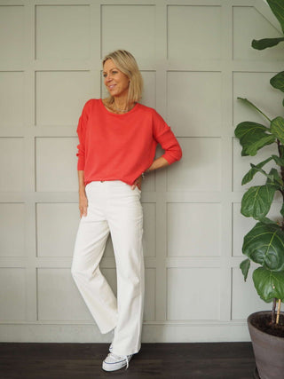 Rella Corduroy Straight Leg Trousers by Soaked - Ecru, Lemon Yellow