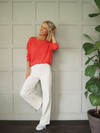 Rella Corduroy Straight Leg Trousers by Soaked - Ecru, Lemon Yellow