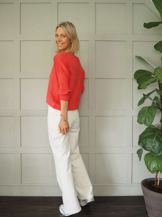 Rella Corduroy Straight Leg Trousers by Soaked - Ecru, Lemon Yellow