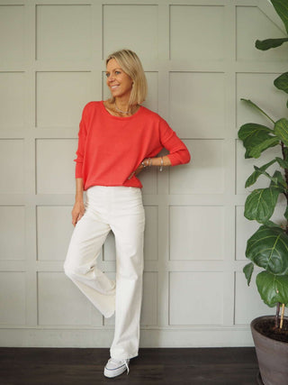 Rella Corduroy Straight Leg Trousers by Soaked - Ecru, Lemon Yellow