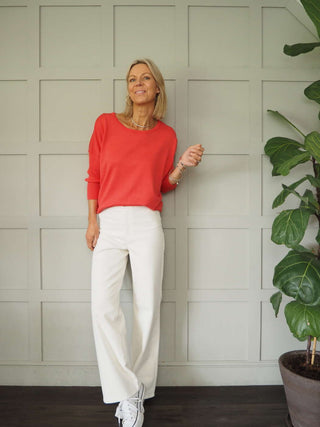 Rella Corduroy Straight Leg Trousers by Soaked - Ecru, Lemon Yellow