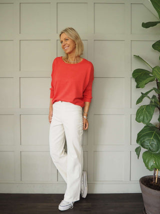 Rella Corduroy Straight Leg Trousers by Soaked - Ecru, Lemon Yellow