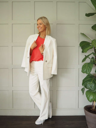 Rella Corduroy Straight Leg Trousers by Soaked - Ecru, Lemon Yellow