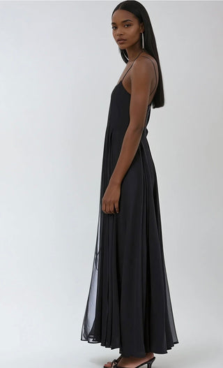 Olsen Maxi Dress with Spaghetti Straps - Black