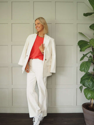 Rella Corduroy Straight Leg Trousers by Soaked - Ecru, Lemon Yellow