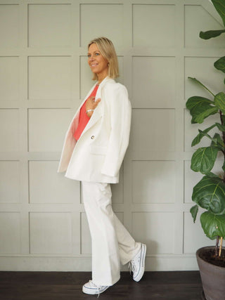 Rella Corduroy Straight Leg Trousers by Soaked - Ecru, Lemon Yellow