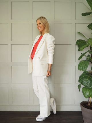 Rella Corduroy Straight Leg Trousers by Soaked - Ecru, Lemon Yellow