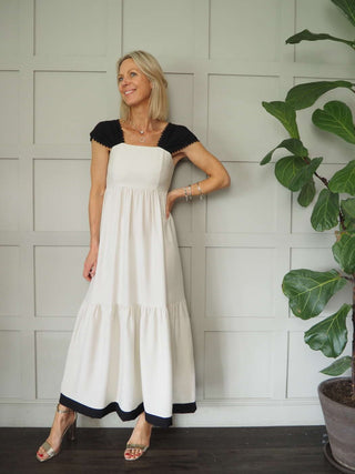 Cider Maxi Dress with Scalloped Detailed on Straps - Pink, Stone