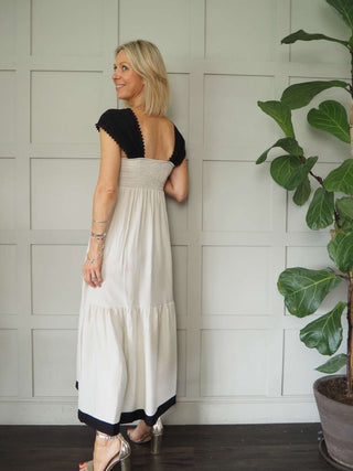 Cider Maxi Dress with Scalloped Detailed on Straps - Pink, Stone