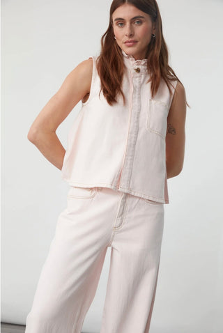 Iris Waistcoat by Seventy Mochi - Blush Pink, Idaho Denim Blue
