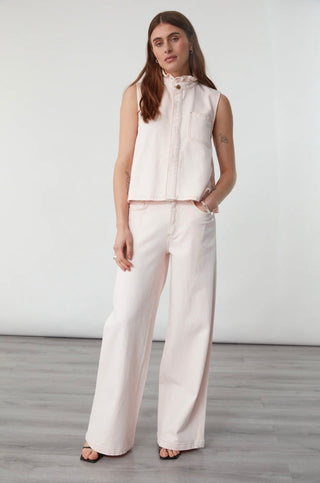 Iris Waistcoat by Seventy Mochi - Blush Pink, Idaho Denim Blue