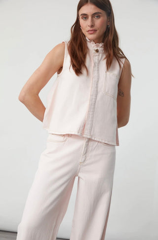 Iris Waistcoat by Seventy Mochi - Blush Pink, Idaho Denim Blue
