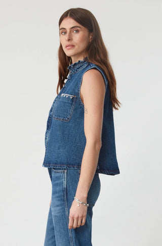 Iris Waistcoat by Seventy Mochi - Blush Pink, Idaho Denim Blue
