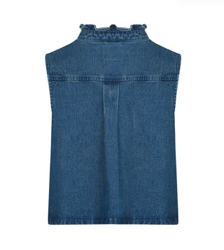 Iris Waistcoat by Seventy Mochi - Blush Pink, Idaho Denim Blue