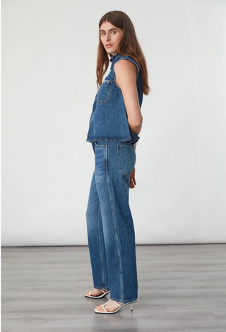 Iris Waistcoat by Seventy Mochi - Blush Pink, Idaho Denim Blue