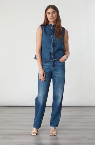 Iris Waistcoat by Seventy Mochi - Blush Pink, Idaho Denim Blue