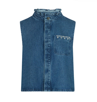 Iris Waistcoat by Seventy Mochi - Blush Pink, Idaho Denim Blue