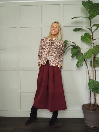 Rhonda Cropped Round Neck Jacket - Lined with Button Fastening &amp; Faux Pockets - Leopard Print and Floral