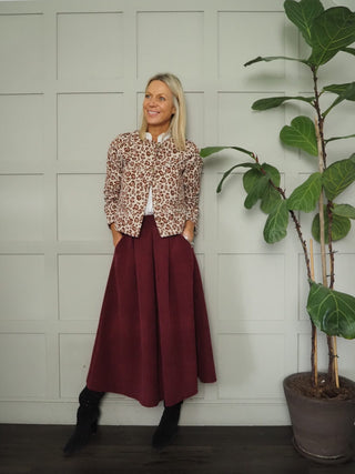 Rhonda Cropped Round Neck Jacket - Lined with Button Fastening &amp; Faux Pockets - Leopard Print and Floral