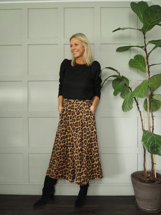 Perry Midi Corduroy Skirt with Flat Front and Side Pockets - Black, Camel, Chocolate, Green, Navy Blue, Oatmeal