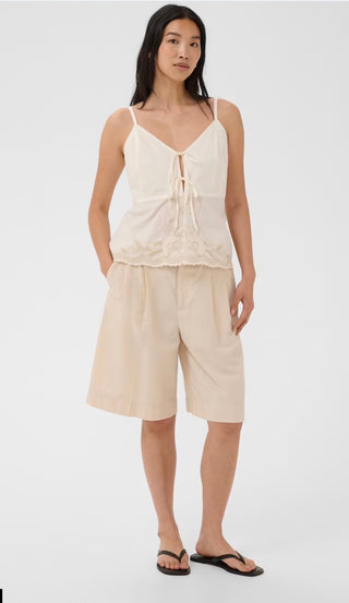 Bellisia Embroidered Cami Top with Tie Detail by Part Two - Off White