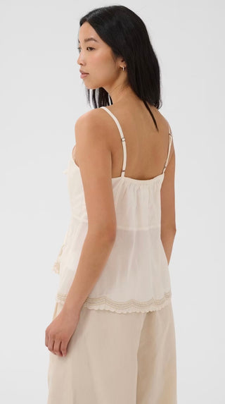 Bellisia Embroidered Cami Top with Tie Detail by Part Two - Off White