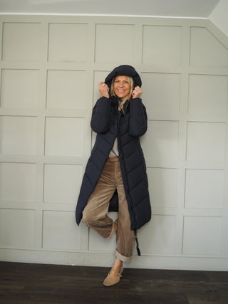 Zendaya Puffa Coat with Hood by Rino &amp; Pelle - Navy Blue
