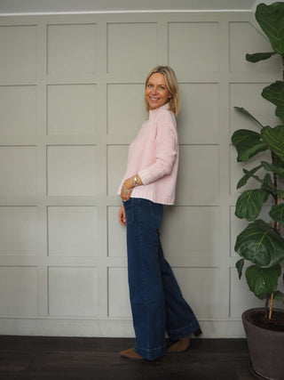 Una Turtle Neck with Contrasting Blanket Stitch Jumper, Best Seller - 17 Colours