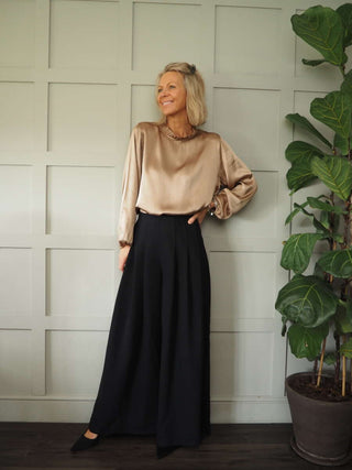 Vic High Necked Blouse - Black, Gold