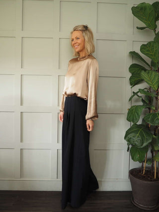 Vic High Necked Blouse - Black, Gold