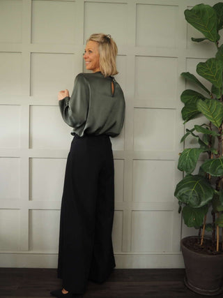 Vic High Necked Blouse - Black, Gold