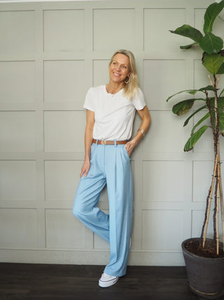 Jaden Wide Leg Trousers by Saint Tropez - Light Blue
